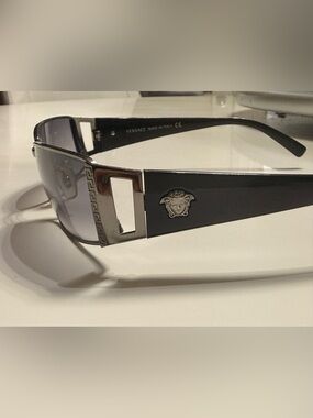 Versace Black Sunglasses with Silver Medusa Detail